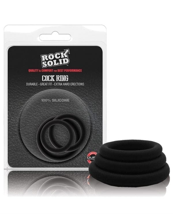 Rock Solid Tri-Pack Silicone Gasket Cockrings - Black