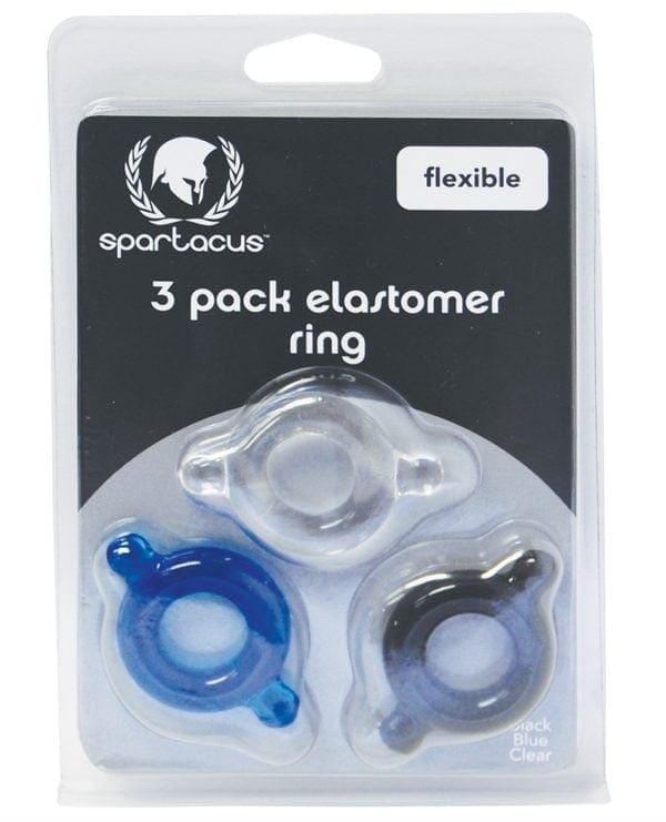 Spartacus Elastomer Cock Ring Set - Black