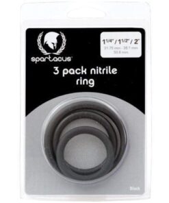 Spartacus Nitrile Cock  Ring Set - Black Pack of 3