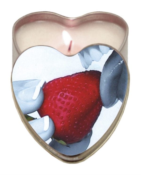 Earthly Body Suntouched Hemp Edible Candle - 4.7 oz Heart Tin Strawberry