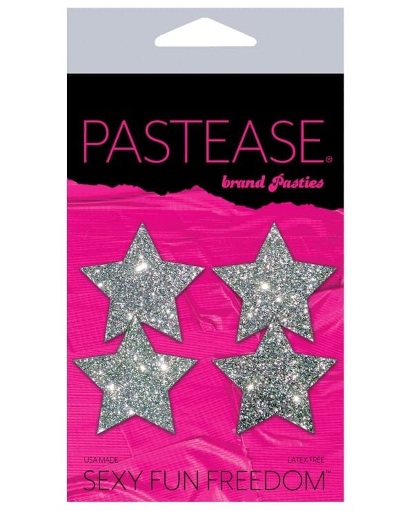 Pastease Petites Glitter Star - Silver O/S Pack of 2