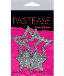 Pastease Glitter Peek a Boob Stars - Silver O/S