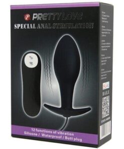 Pretty Love Vibrating Bulb Shaped Butt Plug - Black