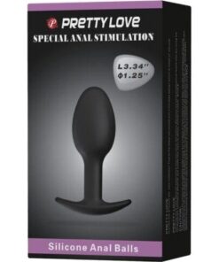 Pretty Love 3.34" Silicone Anal Plug w/Ball - Black