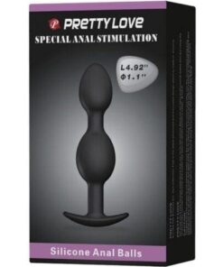 Pretty Love 4.92" Silicone Anal Plug w/Ball - Black