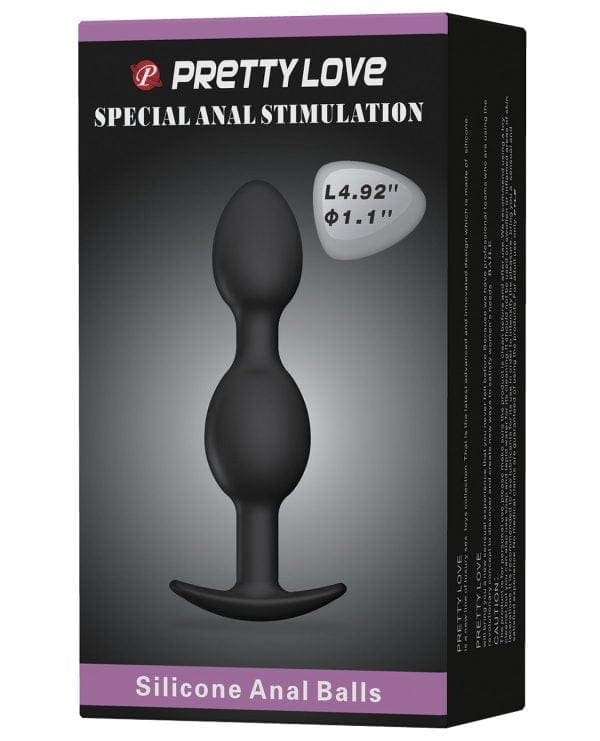 Pretty Love 4.92" Silicone Anal Plug w/Ball - Black