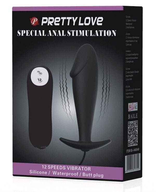 Pretty Love Vibrating Penis Shaped Butt Plug - Black