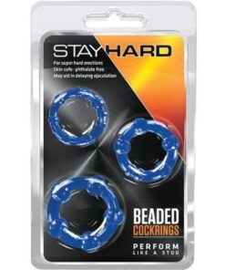 Blush Stay Hard Beaded Cock Rings - Blue Pack of 3