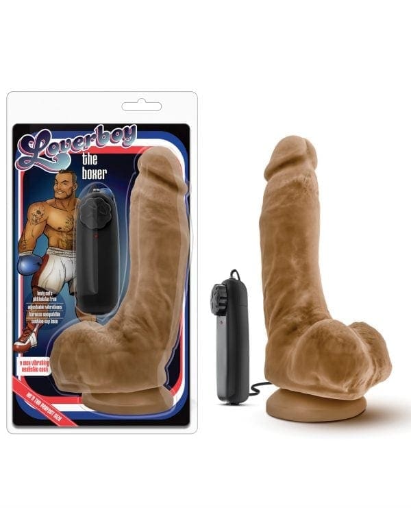 Blush Loverboy the Boxer 9" Vibrating Realistic Cock - Mocha