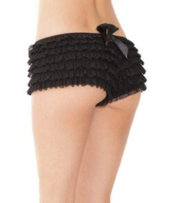 Ruffle Shorts w/Back Bow Detail Black OS/XL