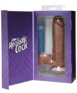 8" Realistic Cock w/Balls - Brown