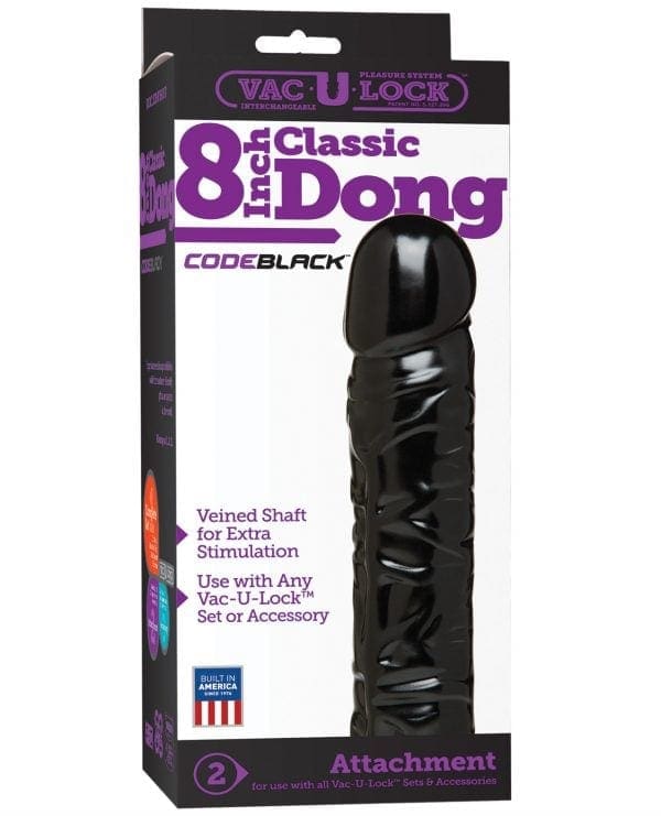 Vac-U-Lock Code Black 8" Classic Dong