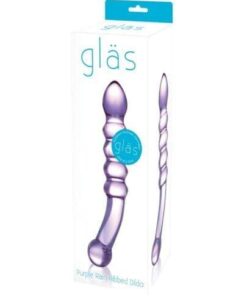 Glas Purple Rain Ribbed Glass Dildo