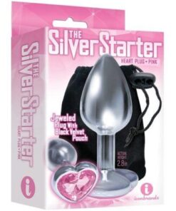 The 9's The Silver Starter Bejeweled Heart Stainless Steel Plug - Pink