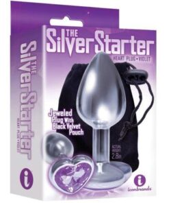 The 9's The Silver Starter Bejeweled Heart Stainless Steel Plug - Violet