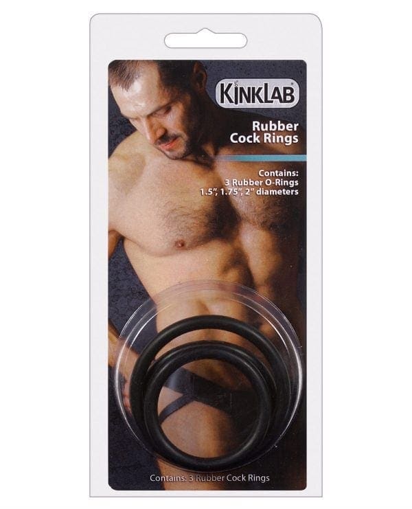 KinkLab Rubber Cock Ring - Pack of 3