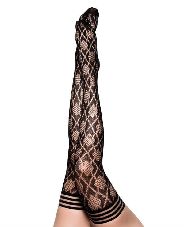 Kix'ies Elle  Fishnet Diamond Thigh High Black A