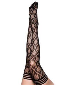 Kix'ies Elle Fishnet Diamond Thigh High Black B