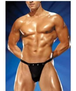 Male Power Rip off Thong w/Studs Black S/M