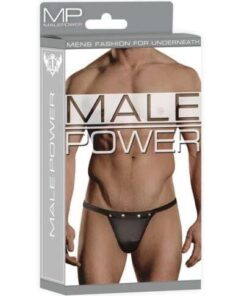 Male Power Rip off Thong w/Studs Black S/M