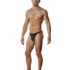 Male Power Sheer Nylon Lycra Pouch Thong Black S/M