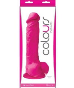 Colours Pleasures Silicone 8" Dildo w/Suction Cup - Electric Pink