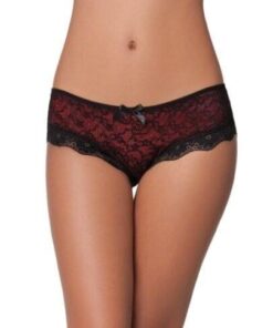 Cage Back Lace Panty Black/Red S/M