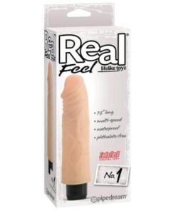 Real Feel No. 1  Long 7.5" Vibe Waterproof - Mutli-speed Flesh