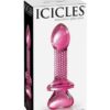 Icicles No. 82 Hand Blown Glass Butt Plug Ribbed - Pink