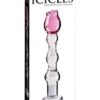 Icicles No. 12 Hand Blown Glass Massager - Clear w/Rose Tip