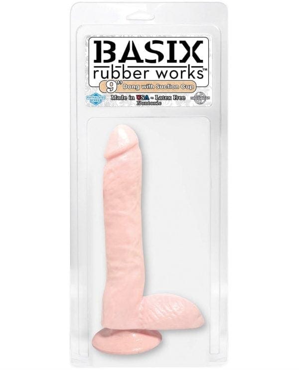 Basix Rubber Works 9" Dong w/Suction Cup - Flesh