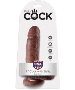 King Cock 7" Cock w/Balls - Brown