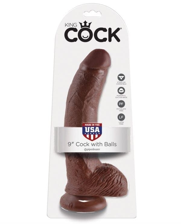 King Cock 9" Cock w/Balls - Brown