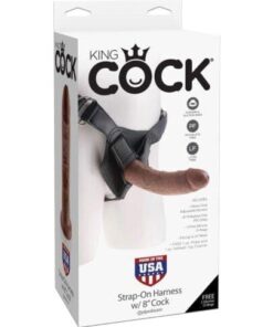 King Cock Strap On Harness w/8" Cock - Brown