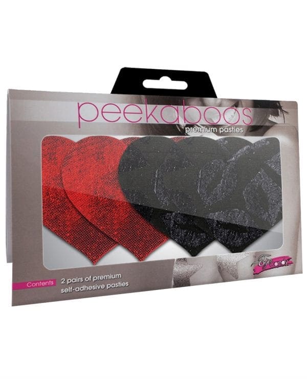 Stolen Kisses Hearts - Red & Black  Pack of 2