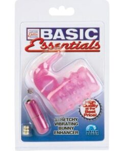 Basic Essentials Stretchy Vibrating Bunny Enhancer - Pink