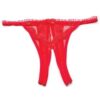 Scalloped Embroidery Crotchless Panty Red O/S