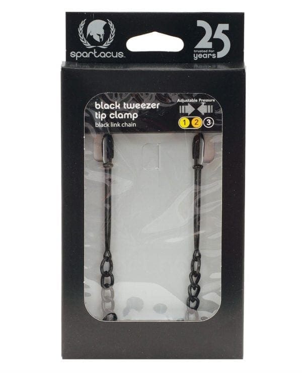 Spartacus Adjustable Black Tweezer Nipple Clamps w/Chain