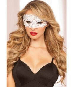 Lace Eye Mask w/Satin Ribbon Ties White O/S