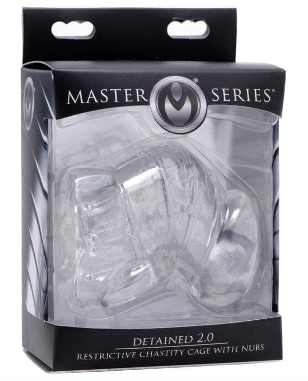 Master Series Detained 2.0 Restrictive Chastity Cage w/Nubs - Clear