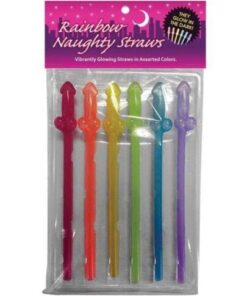 Naughty Glow in the Dark Rainbow Straws - Pack of 6