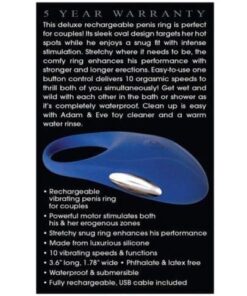 Adam & Eve Rechargeable Couples Penis Ring - Blue