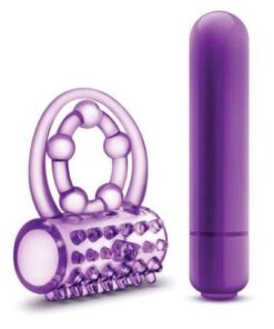 Blush Play With Me the Player Vibrating Double Strap Cockring - Purple