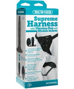 Vac-U-Lock Supreme Harness w/Vibrating Plug - Black