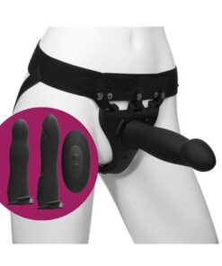 Body Extensions Be Naughty Vibrating 4 Piece Strap On Set - Black