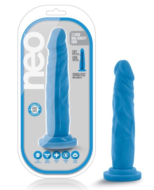 Blush Neo Dual Density 7.5" Cock - Neon Blue