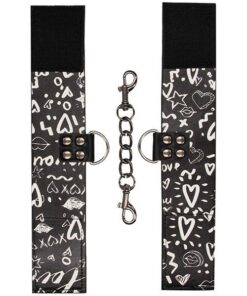 Shots Ouch Love Street Art Fashion Printed Hand Cuffs - Black