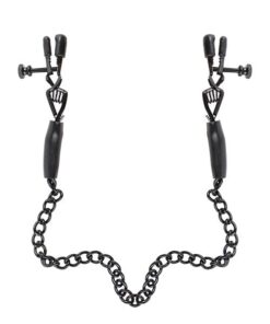 Fetish Fantasy Series Adjustable Nipple Chain Clamps – Black