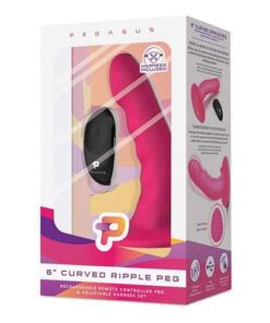 Pegasus 6" Rechargeable Ripple Peg w/Adjustable Harness & Remote - Pink