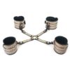 Spartacus Faux Leather Wrist & Ankle Restraints w/Hog Tie - Gold